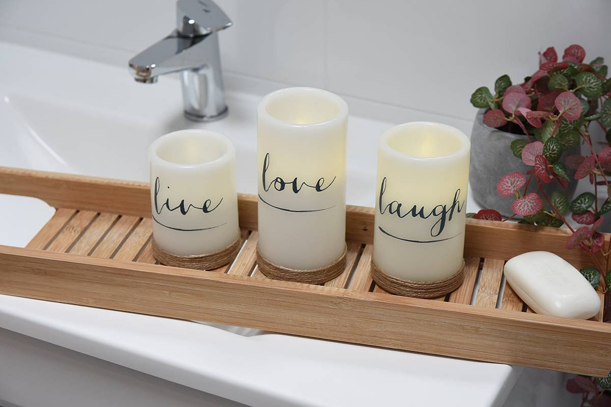 Flamelike Candles - Set of 3 candles love laugh live