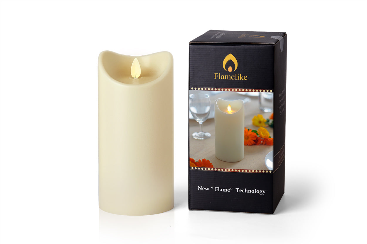 Flamelike Candles with Timer - Unscented LED Christmas Candle With Moving Wick Flame - Battery Operated Candle - Great Gift for Christmas - 9 Inches