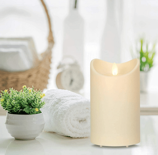 Flamelike Candles Waterproof Flameless Candle (3.5 x 5 Inch) LED Flickering Indoor/Outdoor Fake Decorative Candle with Timer Function - Non-Wax Odorless, Dripless Pillar Candles - Battery Operated